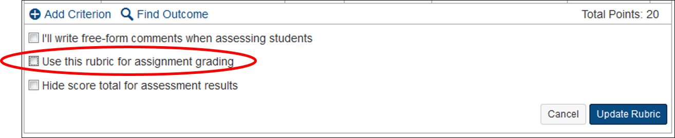 Use this rubric for assignment grading box