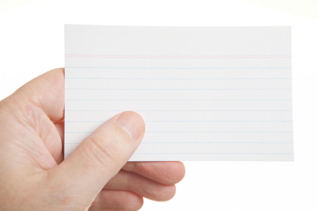 Blank index card