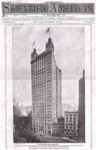 Park Row Building in grayscale on magazine cover