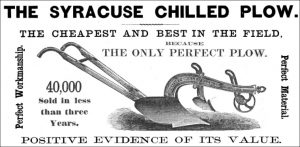 Plow with text surrounding in advertisement