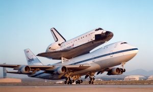 Space Shuttle on top of 747 plane
