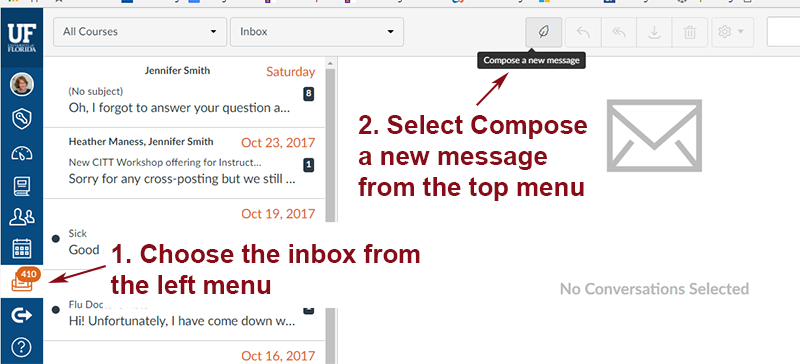 Canvas Inbox and compose message
