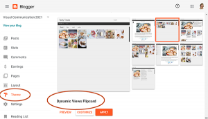 Blogger interface showing the Dynamic Views Flipcard