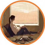 Illustration of woman on windowseat looking outside