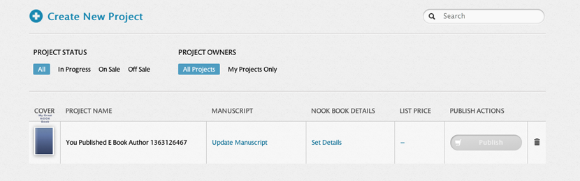 Nook publishing dashboard